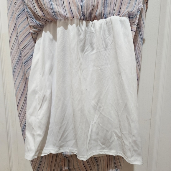Lily Rose Hi low off shoulder pastel stripe Midi dress Size M - Picture 6 of 10
